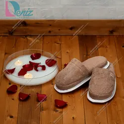 دمپایی حوله ای طرح کرالیچ رنگ نسکافه ای - deniztowel