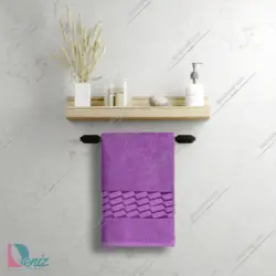 حوله دستی بزرگ طرح آرام رنگ بنفش - deniztowel