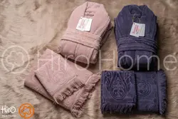 حوله ست دو نفره بونیتو رنگ کالباسی و بادمجونی - deniztowel