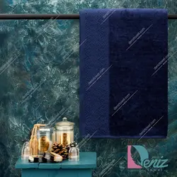 حوله حمامی طرح کاریزما رنگ سرمه ای - deniztowel
