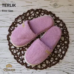 دمپایی حوله ای طرح کرالیچ رنگ یاسی - deniztowel