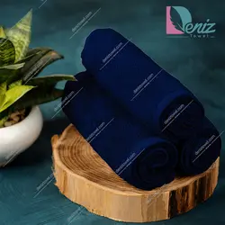 حوله دستی بسته سه عددی ساده رنگ سرمه ای - deniztowel