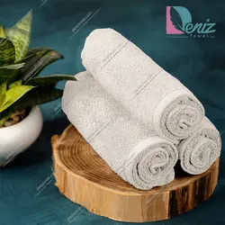 حوله دستی بسته سه عددی ساده رنگ سفید - deniztowel