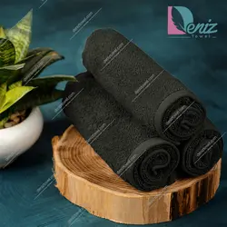 حوله دستی بسته سه عددی ساده رنگ صدری تیره - deniztowel