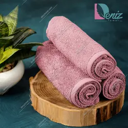 حوله دستی بسته سه عددی ساده رنگ کالباسی - deniztowel