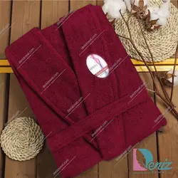 حوله تن پوش سوپر سایز طرح کارن رنگ زرشکی - deniztowel