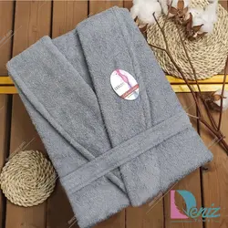 حوله تن پوش سوپر سایز طرح کارن رنگ طوسی روشن - deniztowel