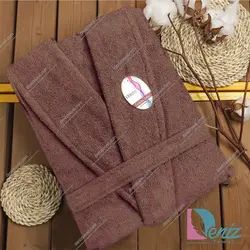 حوله تن پوش سوپر سایز طرح کارن رنگ نسکافه ای - deniztowel