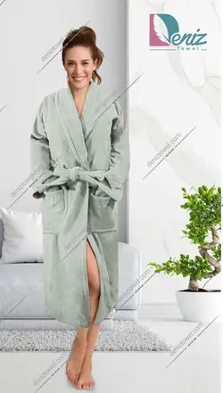 حوله تن پوش با طرح ساده رنگ طوسی سبز - deniztowel