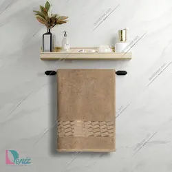 حوله حمامی طرح آرام رنگ نسکافه ای - deniztowel