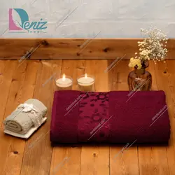 حوله دستی طرح سوپرایز رنگ زرشکی - deniztowel