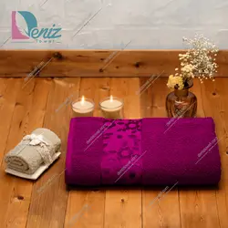 حوله دستی طرح سوپرایز رنگ بنفش - deniztowel