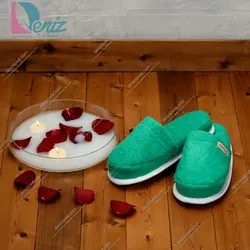 دمپایی حوله ای طرح کرالیچ رنگ زمردی - deniztowel
