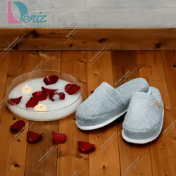 دمپایی حوله ای طرح کرالیچ رنگ طوسی روشن - deniztowel