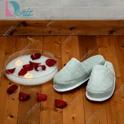 دمپایی حوله ای طرح کرالیچ رنگ کاهویی روشن - deniztowel