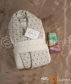حوله تن پوش بلو طرح لاین رنگ شیری - deniztowel