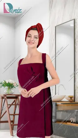حوله سونایی طرح ساده رنگ زرشکی - deniztowel