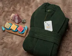 حوله تن پوش بلو طرح ماکرو رنگ یشمی - deniztowel