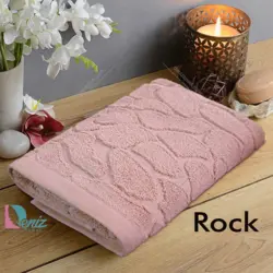 حوله دستی بزرگ طرح راک رنگ کالباسی روشن - deniztowel