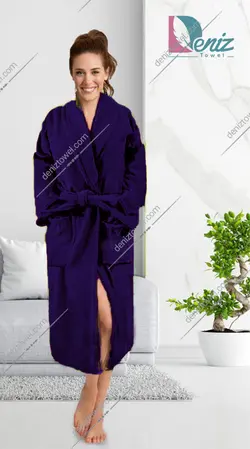 حوله تن پوش با طرح ساده رنگ بادمجانی - deniztowel