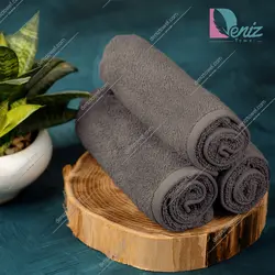 حوله دستی بسته سه عددی ساده رنگ شکلاتی - deniztowel