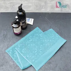 حوله دستی بزرگ طرح وینا رنگ فیروزه ای - deniztowel