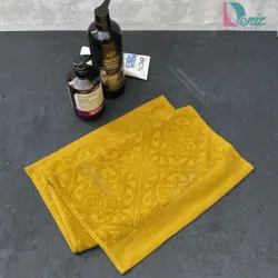حوله دستی طرح وینا رنگ خردلی - deniztowel