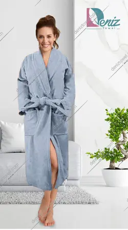 حوله تن پوش با طرح ساده رنگ نقرابی - deniztowel
