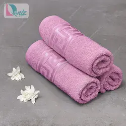 حوله دستی بسته سه عددی طرح ورساچه رنگ یاسی - deniztowel