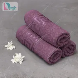 حوله دستی بسته سه عددی طرح ورساچه رنگ یاسی تیره - deniztowel