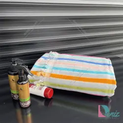 حوله حمامی طرح کارنا چند رنگ طوسی روشن - deniztowel