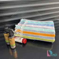 حوله حمامی طرح کارنا چند رنگ طوسی تیره - deniztowel