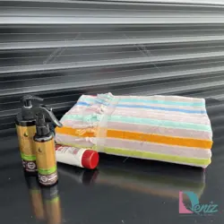 حوله حمامی طرح کارنا چند رنگ نسکافه ای - deniztowel