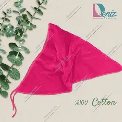 حوله سر طرح ساده مدل روسری رنگ سرخابی - deniztowel