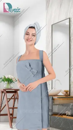حوله سونایی طرح ساده رنگ نقرابی - deniztowel