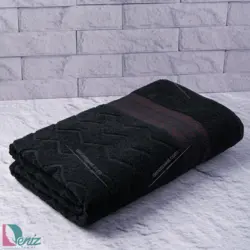 حوله حمامی طرح البروس رنگ مشکی - deniztowel