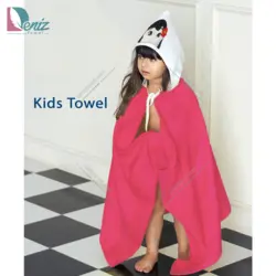 حوله کودک شنلی طرح دختر مو مشکی - deniztowel
