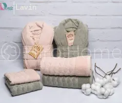 حوله ست دو نفره لاوین رنگ صدری و پودرا - deniztowel