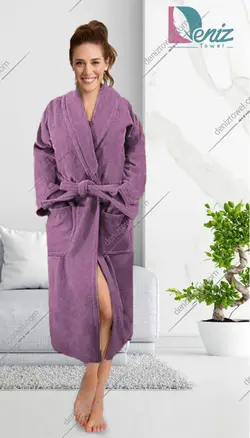 حوله تن پوش با طرح ساده رنگ بنفش - deniztowel