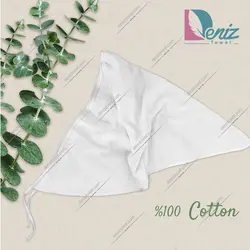 حوله سر طرح ساده مدل روسری رنگ سفید - deniztowel