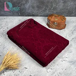 حوله حمامی طرح آکانتوس رنگ زرشکی - deniztowel