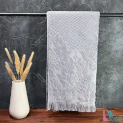 حوله دستی طرح سویل رنگ طوسی روشن - deniztowel