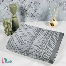 حوله حمامی طرح لیدیا رنگ طوسی - deniztowel