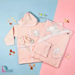 حوله نوزادی M-baby طرح فیل رنگ گلبهی - deniztowel