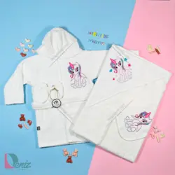 حوله نوزادی M-baby طرح تک شاخ رنگ سفید - deniztowel