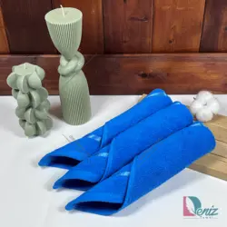 حوله آشپزخانه بسته سه عددی ساده رنگ آبی - deniztowel