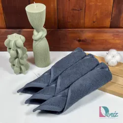 حوله آشپزخانه بسته سه عددی ساده رنگ نوک مدادی - deniztowel
