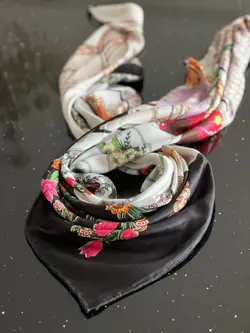 روسری ابریشم خاویار مجلسی مارکcoco chanel اعلاء دست دوز اورجینال  sh-coco4