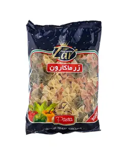 ماکارونی پروانه ای سبزیجات زر ماکارون مقدار 500 گرم