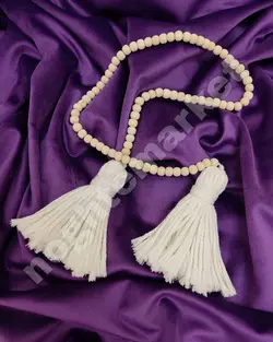 جمع کننده پرده مکرومه مدل مهره ای کد 3 رنگ سفید